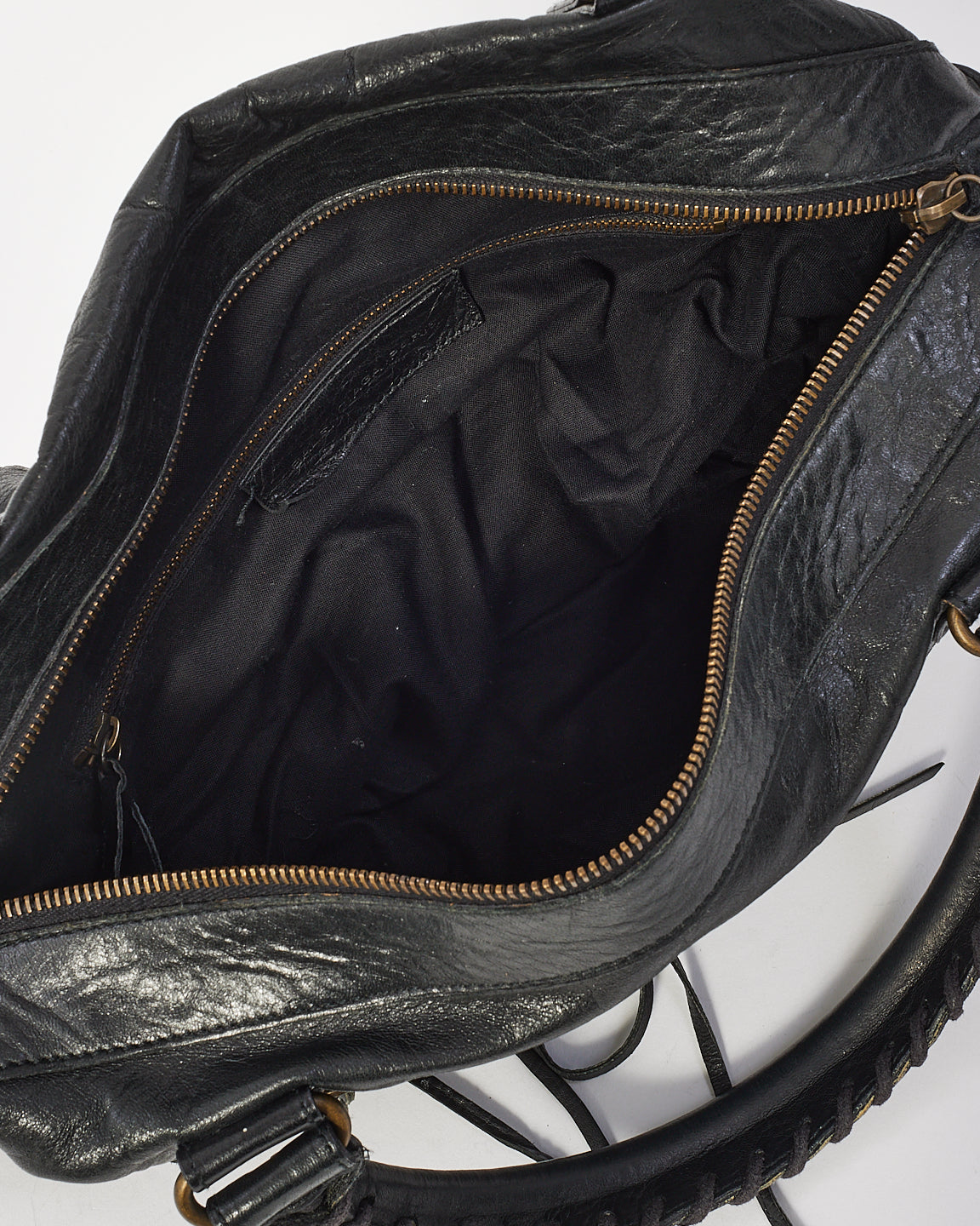 Balenciaga Black Leather Motocross Classic Twiggy Bag