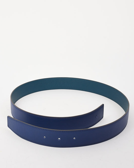 Ceinture réversible en cuir bleu Hermès - Sans boucle 85