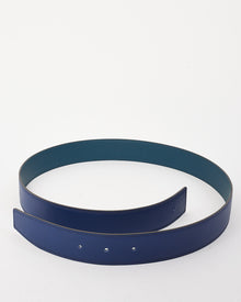  Hermès Blue Leather Reversible Belt - No Buckle 85