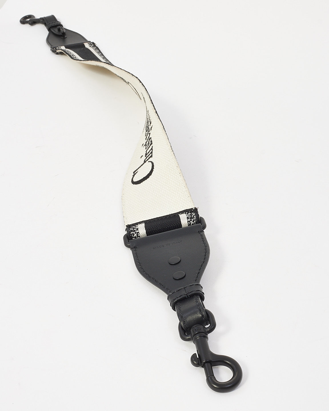 Dior Black Oblique Embroidered Guitar Bag Strap