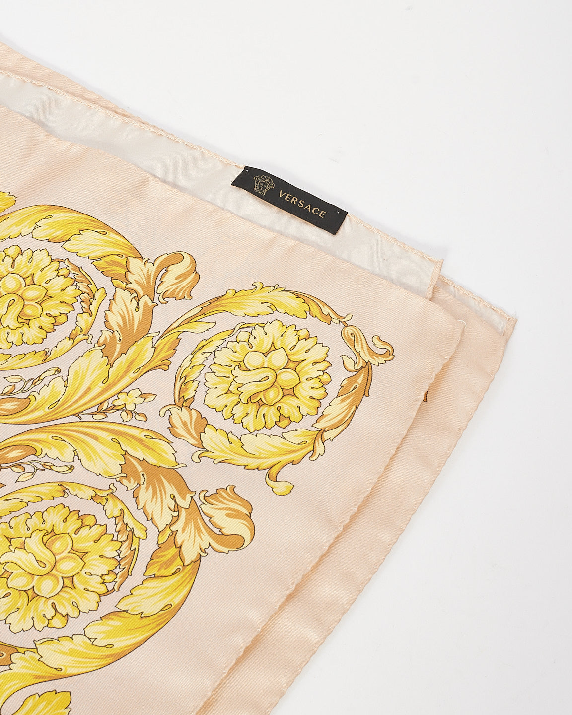 Versace Beige & Yellow Silk Medallion Print Scarf