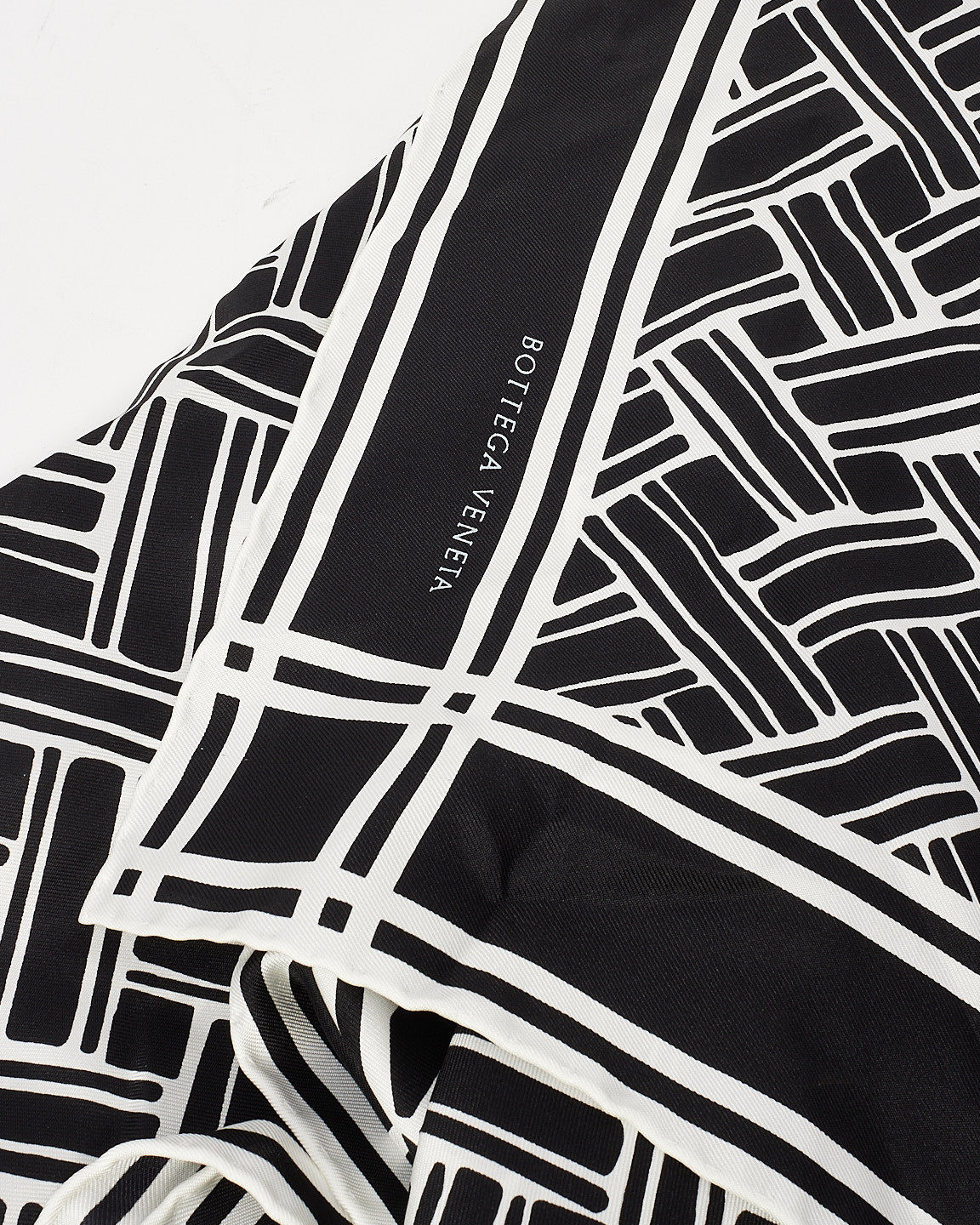 Bottega Veneta Black & White Pattern Silk Scarf