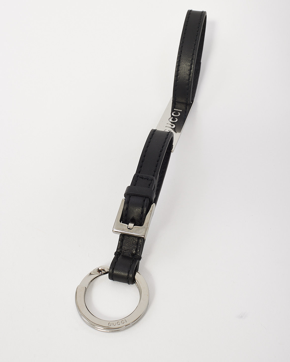 Gucci Black Leather Logo Key Chain