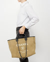 Chanel Beige Canvas Logo Large Deauville Bag