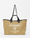 Chanel Beige Canvas Logo Large Deauville Bag