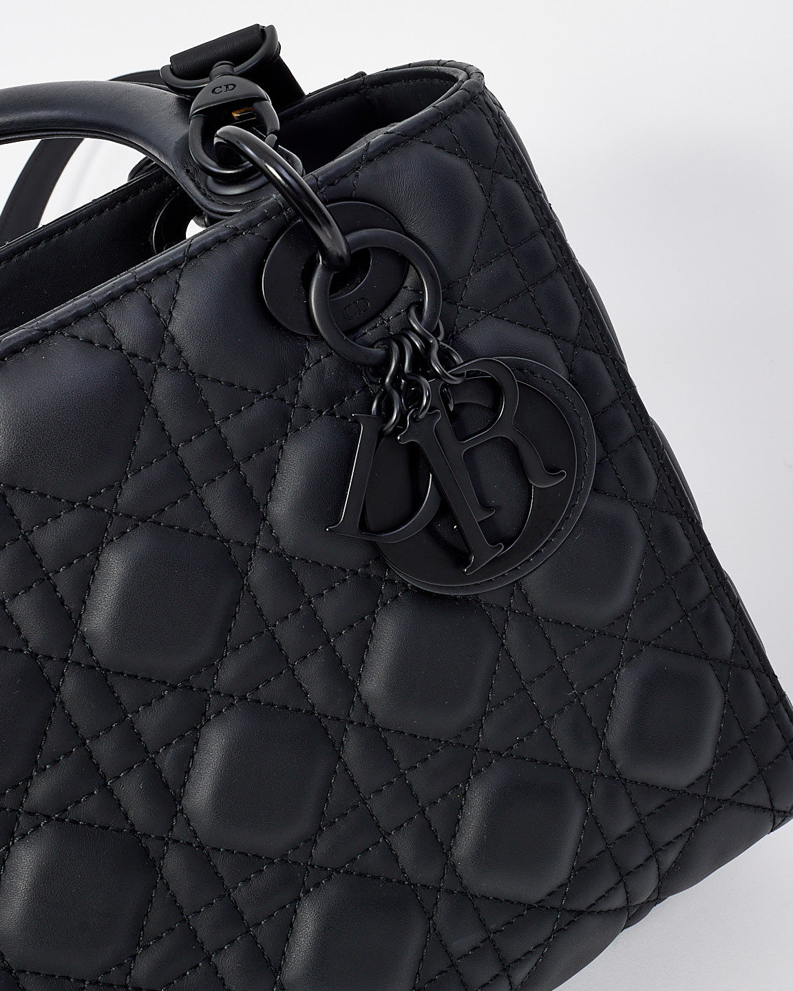 Dior Black Leather Medium Matte Lady Dior