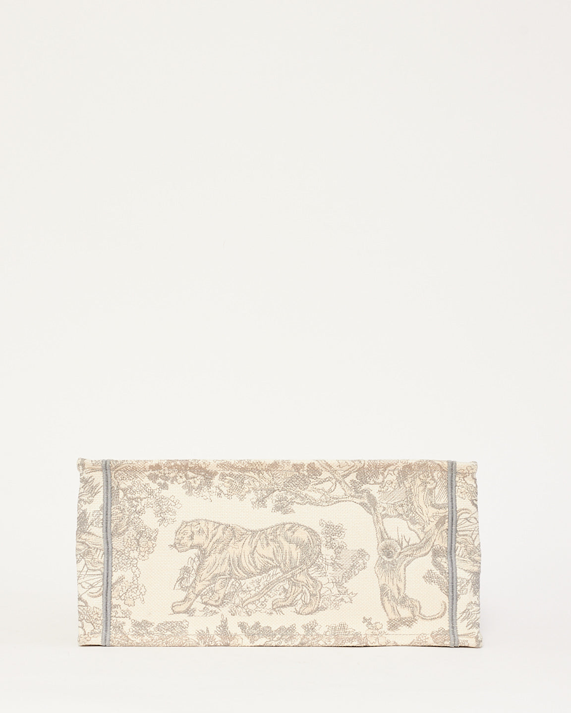 Dior Ecru and Gray Toile de Jouy Embroidery Canvas Medium Book Tote