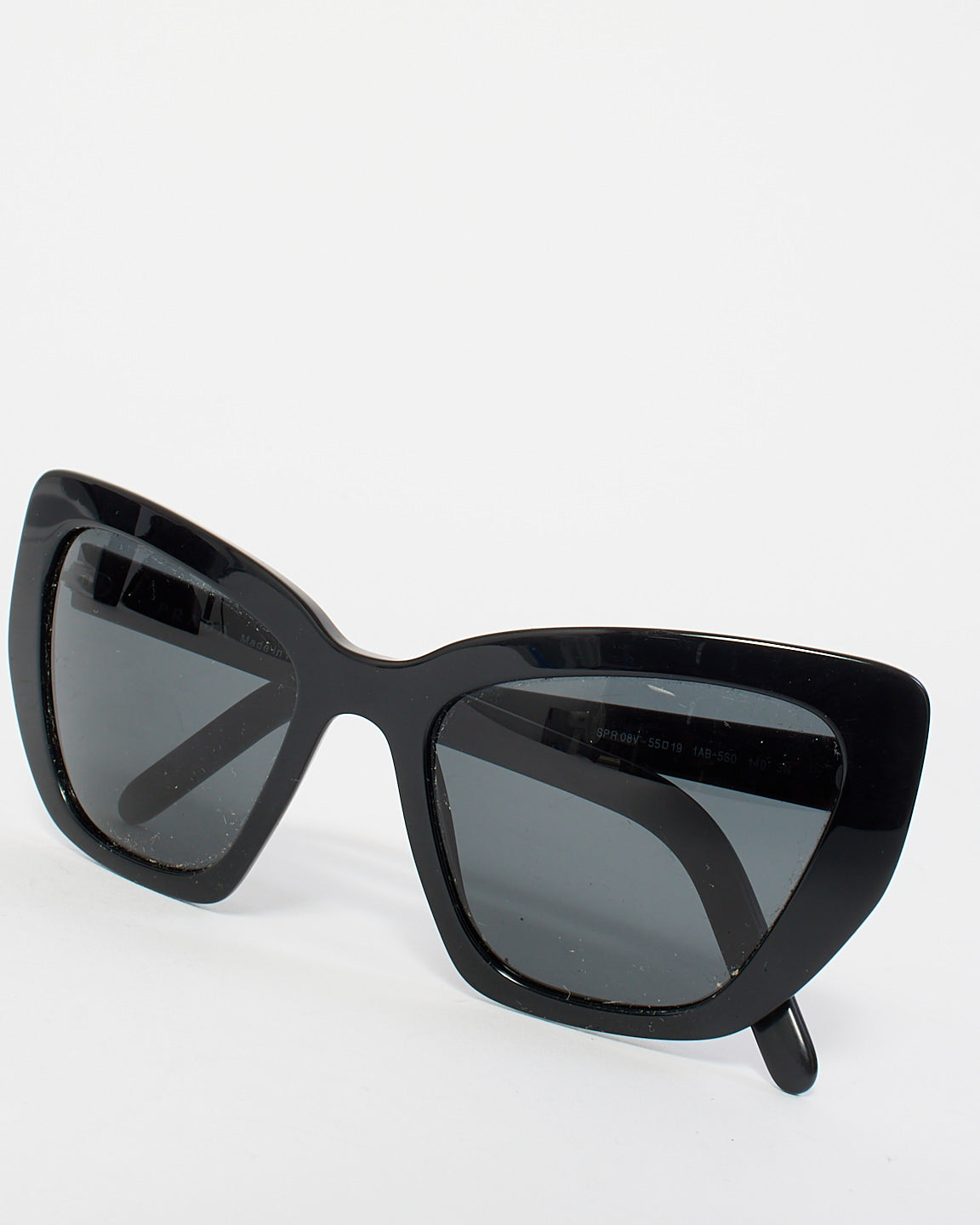 Prada Black Acetate Cat Eye Frame Sunglasses SPR 08V