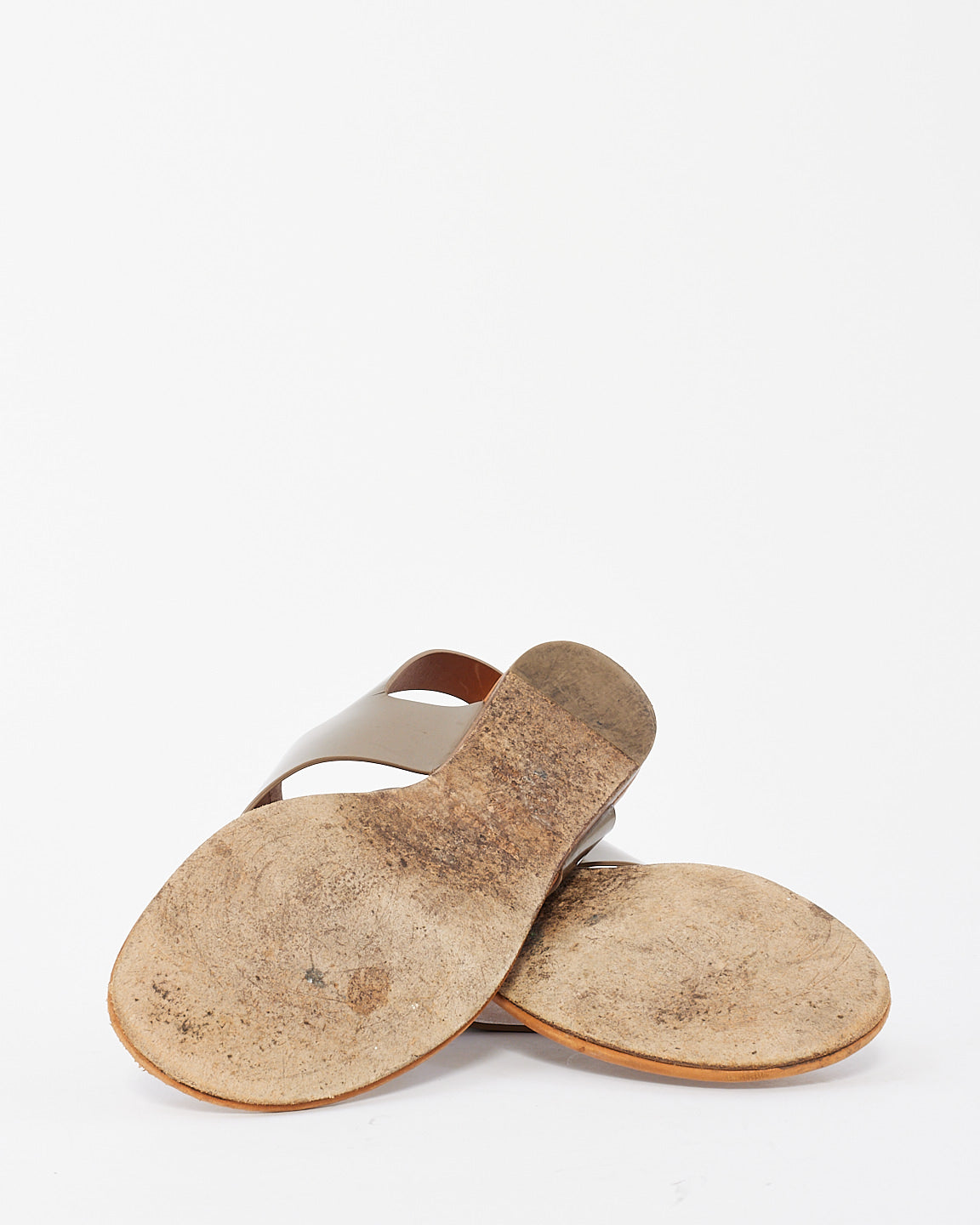 Hermès Metallic Brown Leather Kola Thong Flat Slingback Sandals - 37.5
