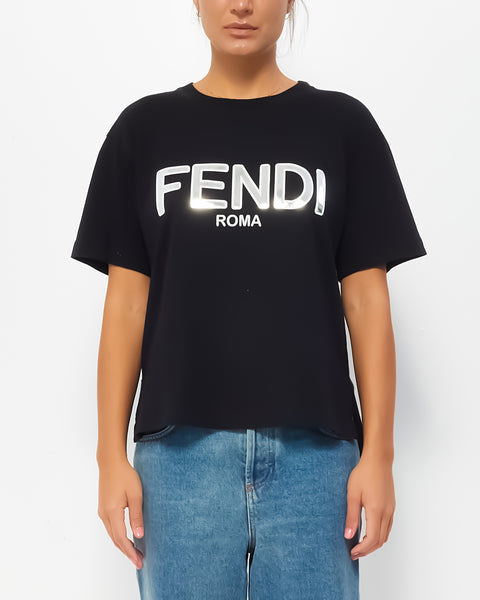 FENDI ROMA 人気オシャレロゴTシャツ ほぼ未使用 おしゃれ tシャツ