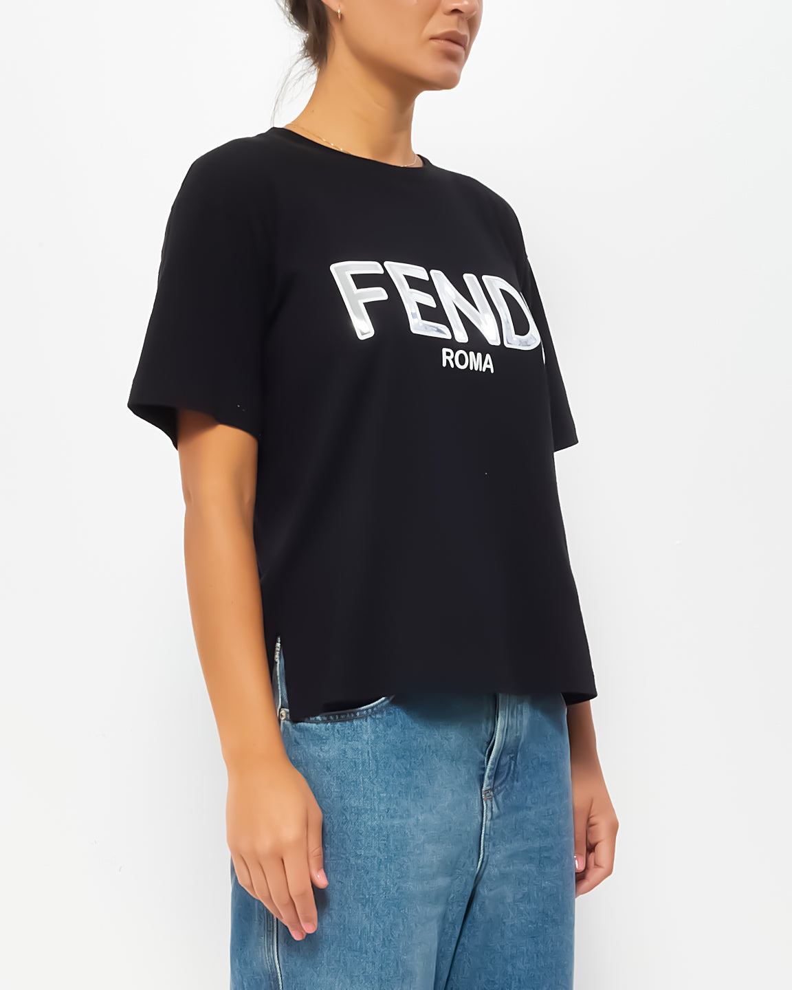 Fendi Black Logo T Shirt - XS