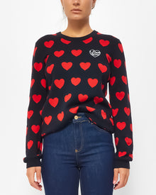  Love Moschino Black & Red Heart Crewneck Sweater - 12