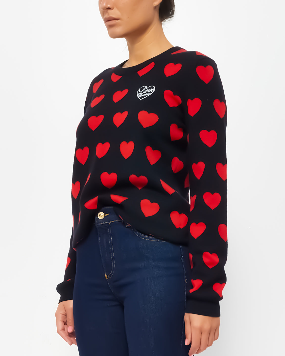 Love Moschino Black & Red Heart Crewneck Sweater - 12
