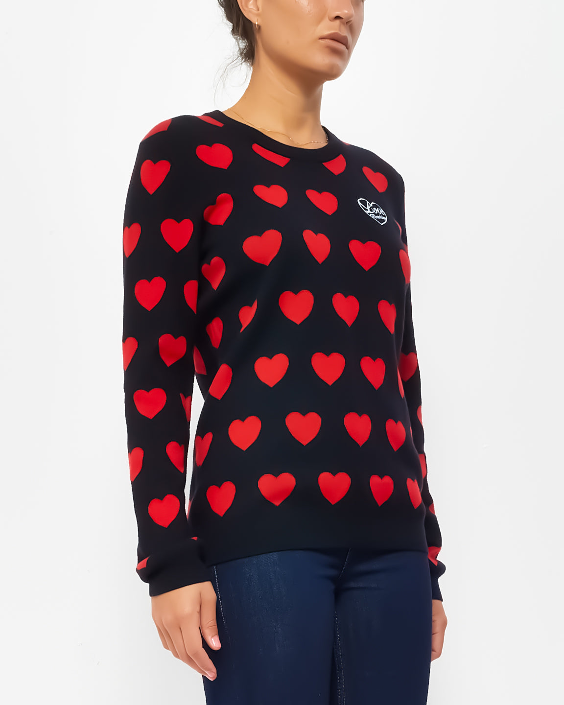 Love Moschino Black & Red Heart Crewneck Sweater - 12