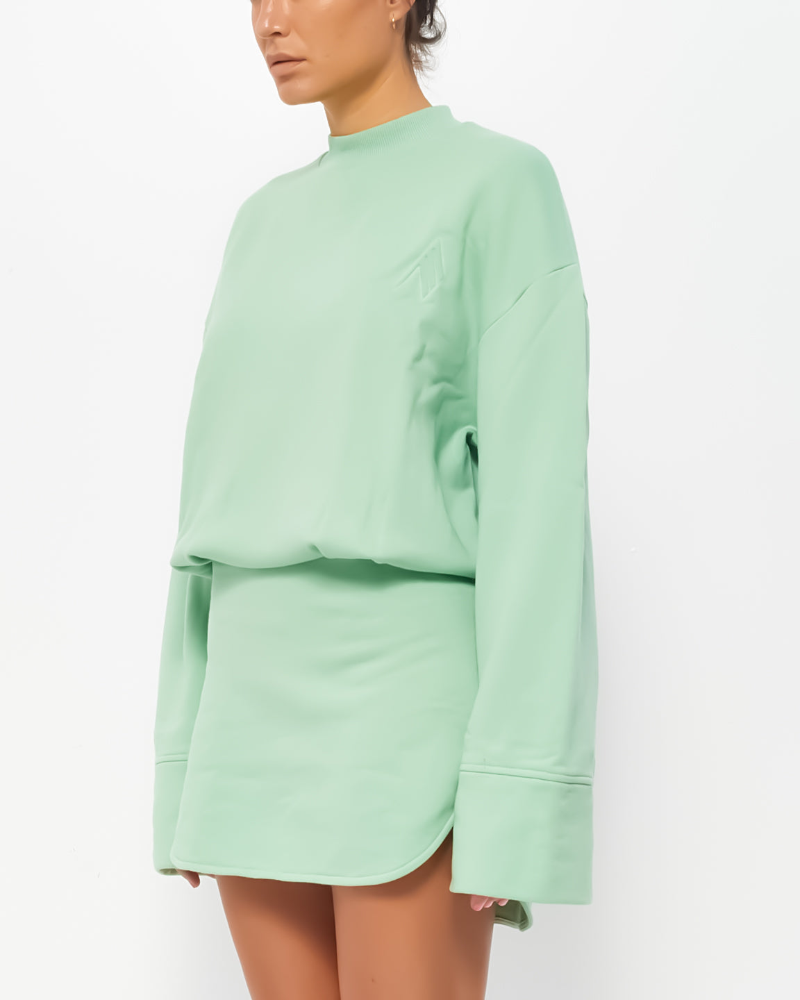 The Attico Green Cotton Long Sleeve 'Palmer' Mini Dress - 42