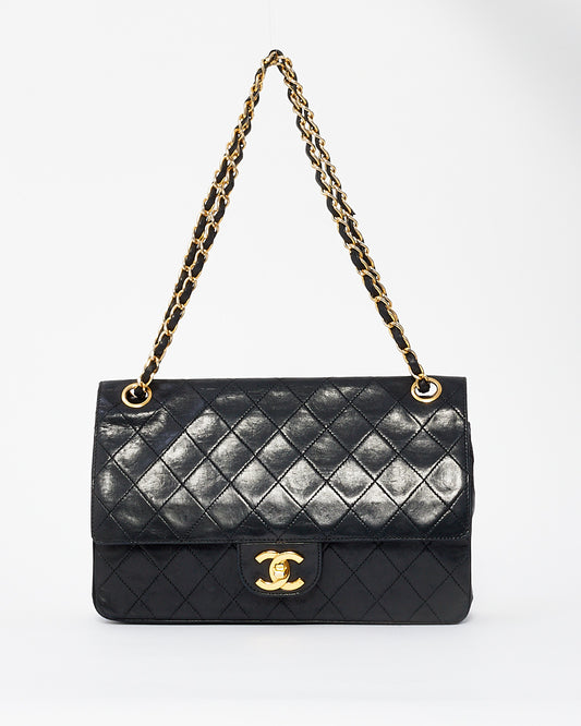 Chanel Vintage Black Lambskin Medium Double Flap Bag GHW