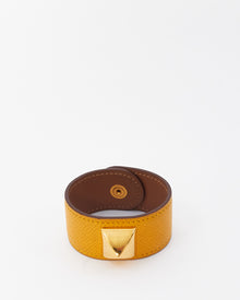  Hermes Yellow Leather Medor Cuff Bracelet
