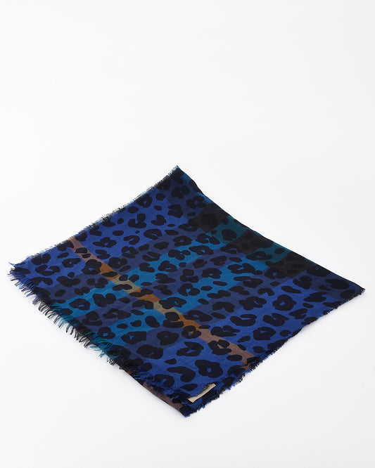 Écharpe Burberry en coton bleu à imprimé léopard