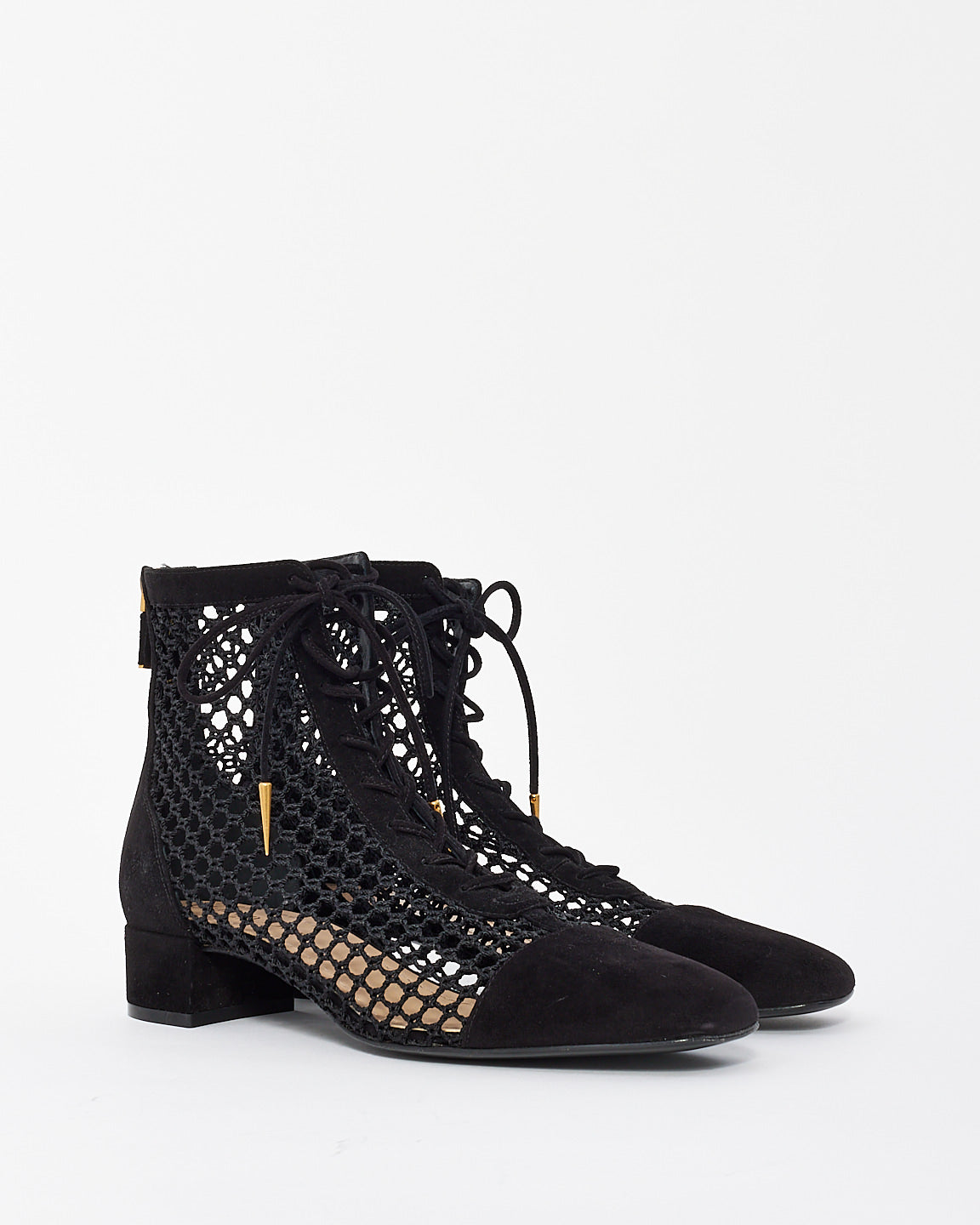 Dior Black Suede Mesh Naughtily-D Ankle Booties - 38