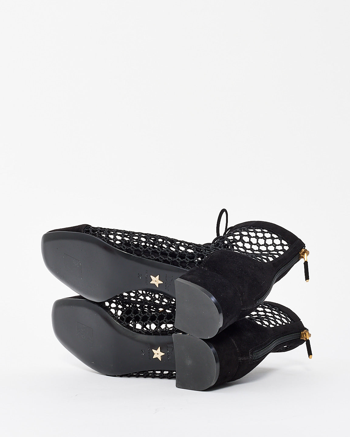 Dior Black Suede Mesh Naughtily-D Ankle Booties - 38