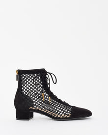  Dior Black Suede Mesh Naughtily-D Ankle Booties - 38