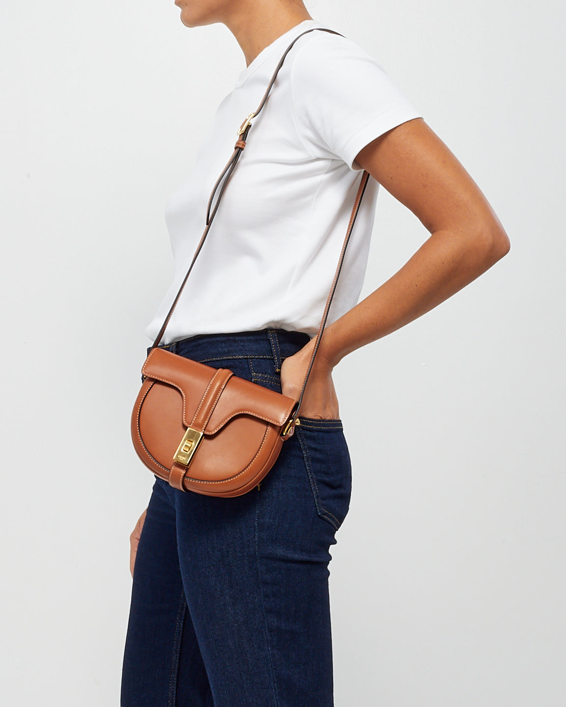 Celine Tan Leather Small Besace 16 Shoulder Bag