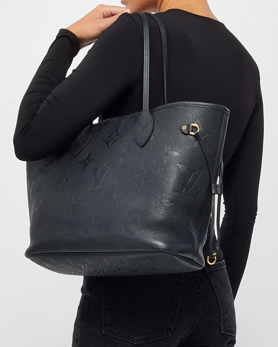 Louis Vuitton Black Monogram Empreinte Leather Giant Neverfull MM