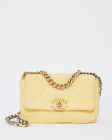  Chanel Yellow Tweed Medium 19 Shoulder Bag