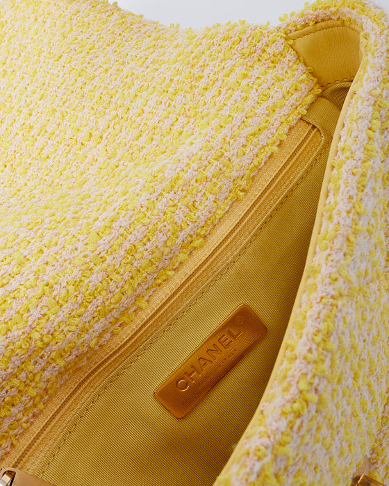 Chanel Yellow Tweed Medium 19 Shoulder Bag
