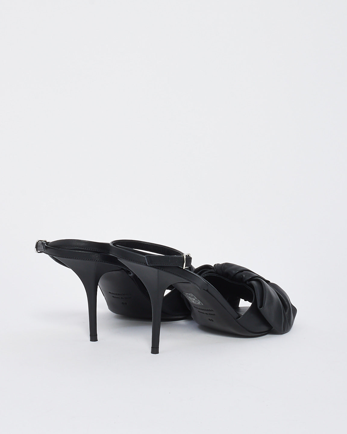Balenciaga Black Leather Bow Sandals - 40