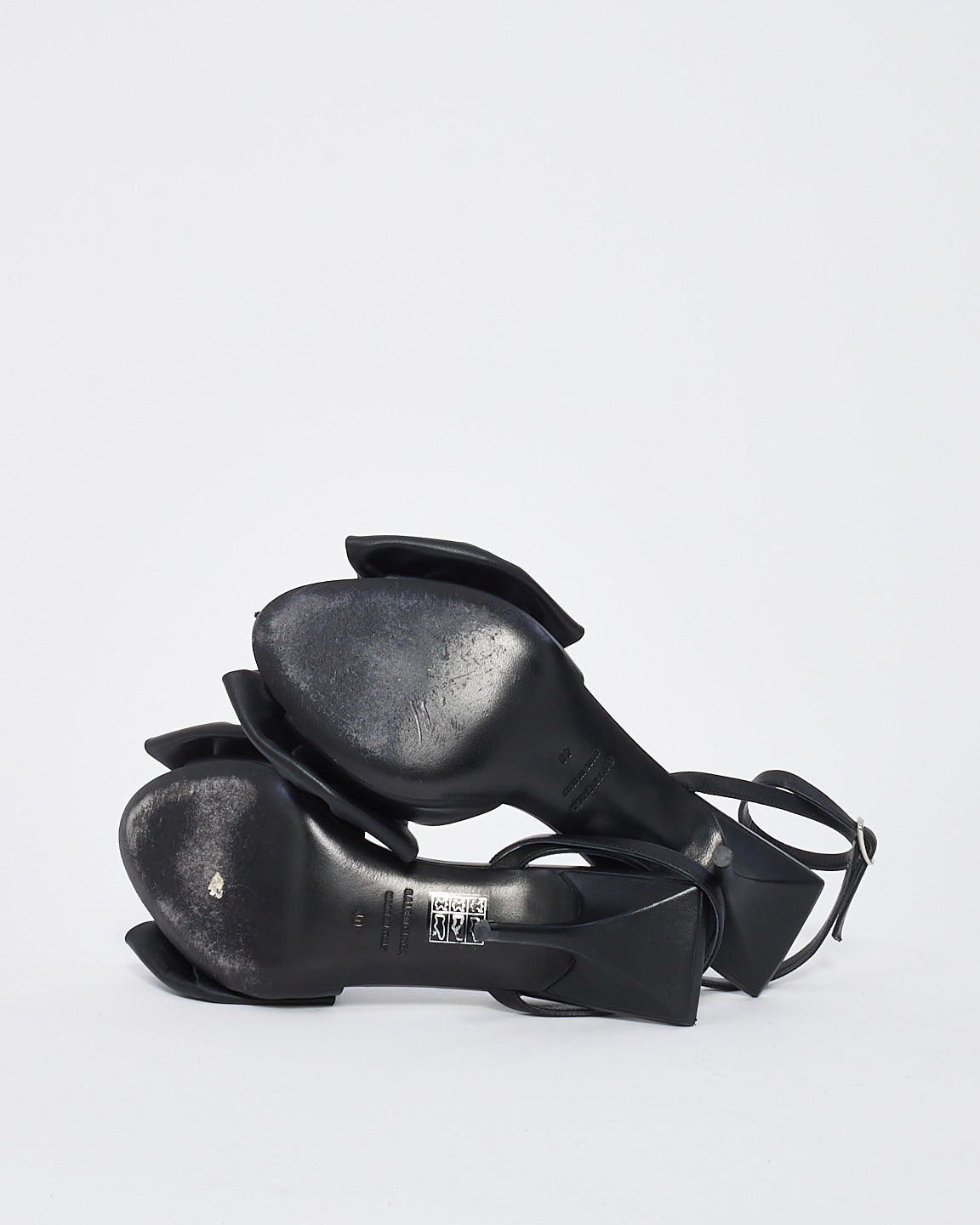 Balenciaga Black Leather Bow Sandals - 40