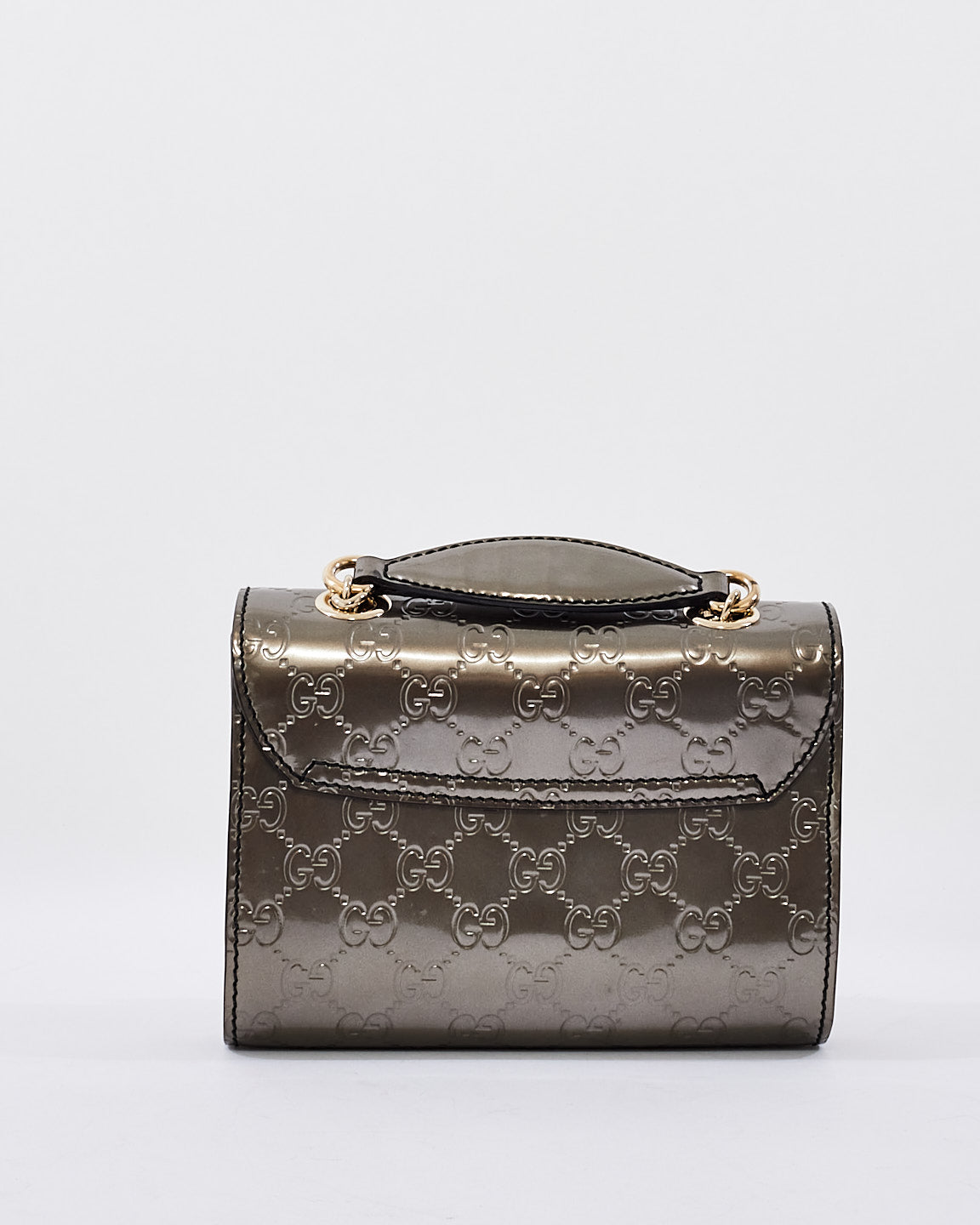 Sac à bandoulière Emily Guccissima en cuir brillant Gunmetal Gucci