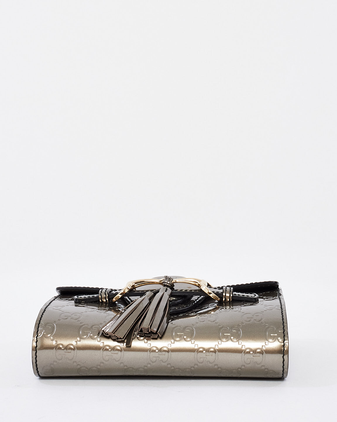 Sac à bandoulière Emily Guccissima en cuir brillant Gunmetal Gucci