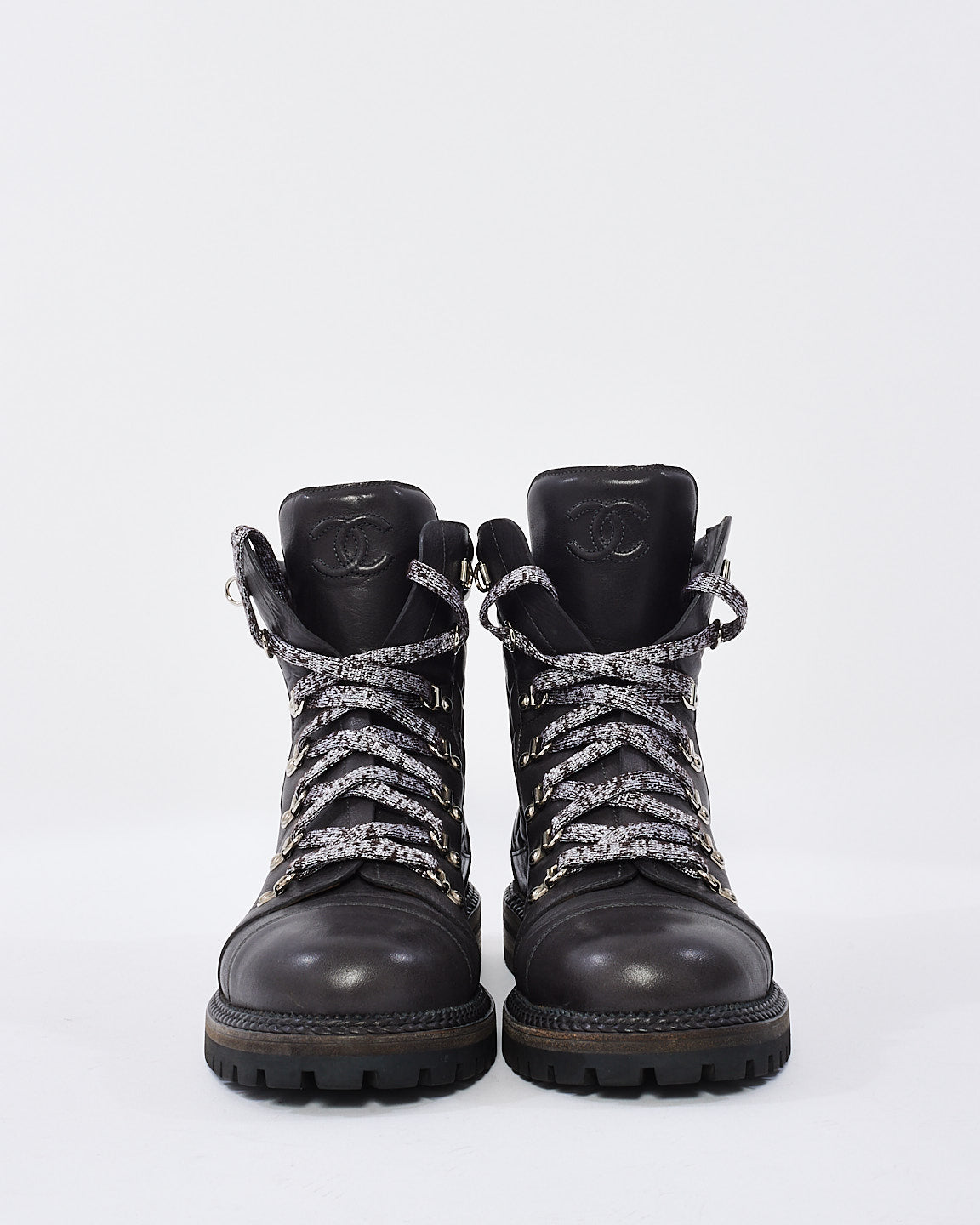 Chanel Black Quilted Leather Combat Boots - 43