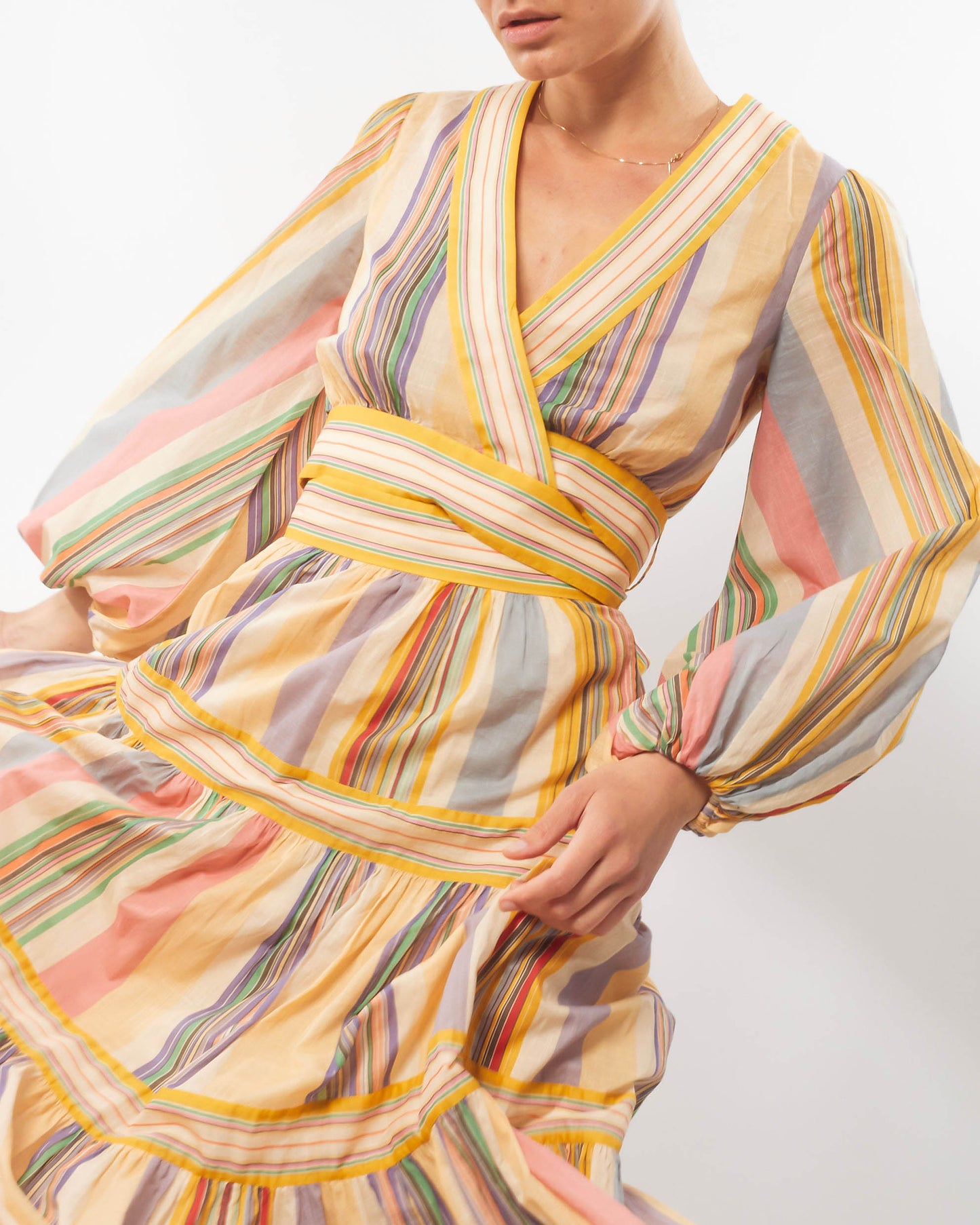 Zimmermann Yellow Multi Stripped Top and Maxi Skirt Set - 0