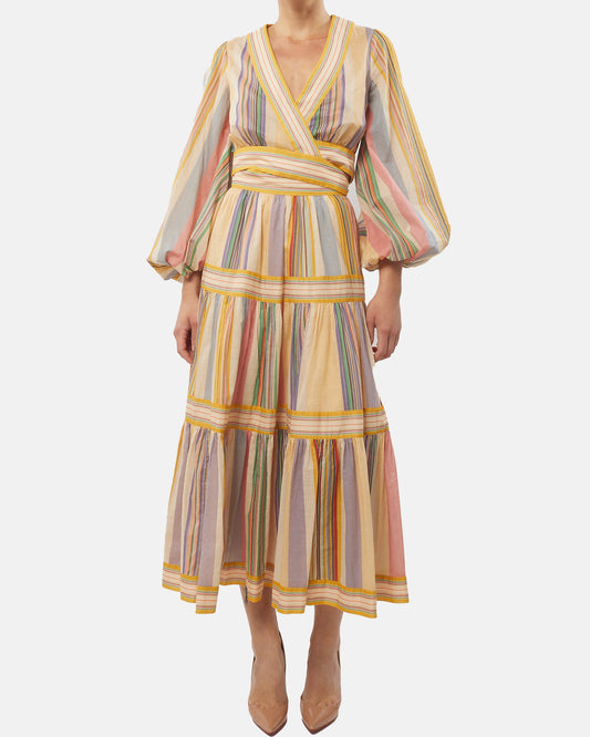 Zimmermann Yellow Multi Stripped Top and Maxi Skirt Set - 0