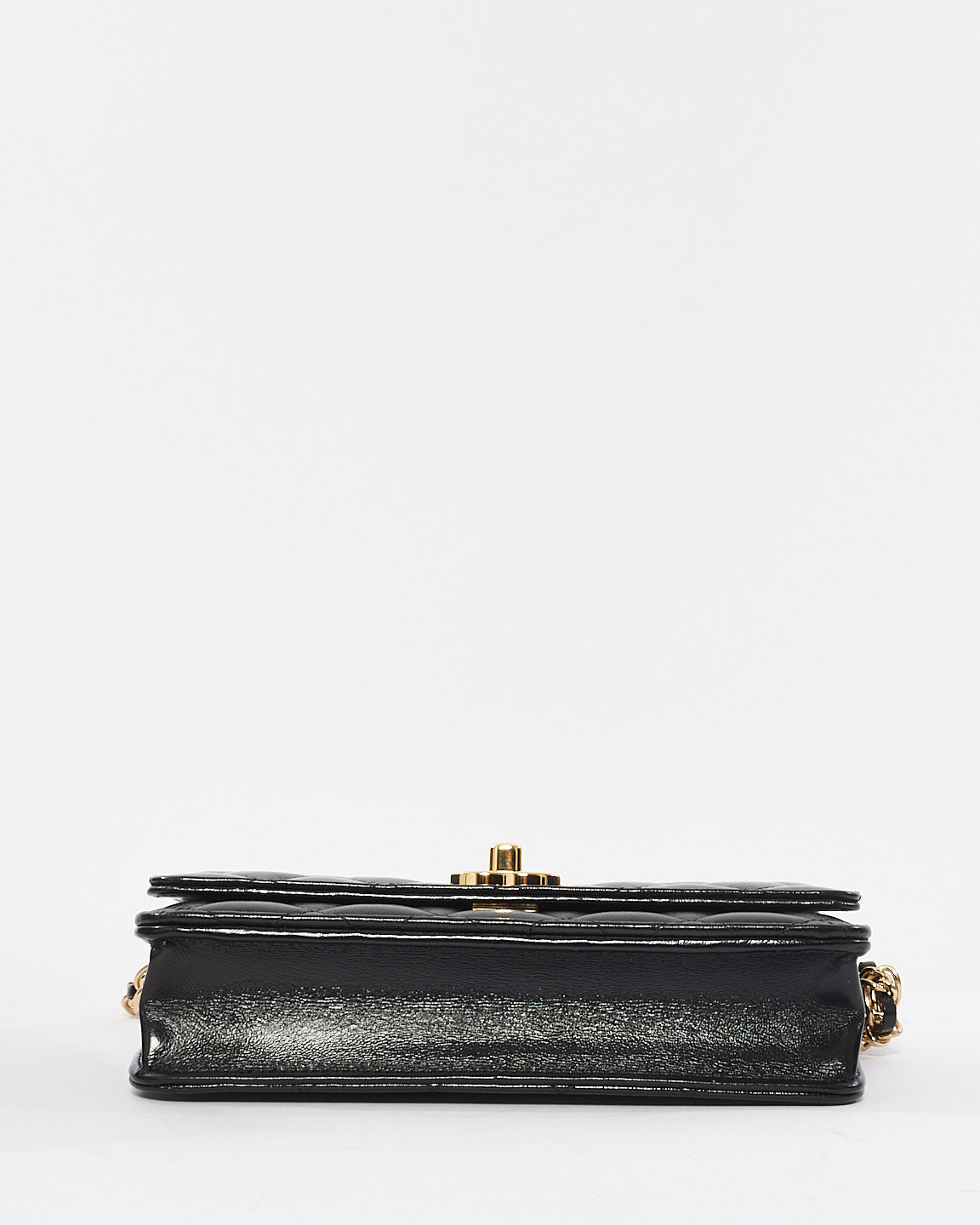 Chanel Black Shiny Lambskin Wallet on Chain Crossbody GHW