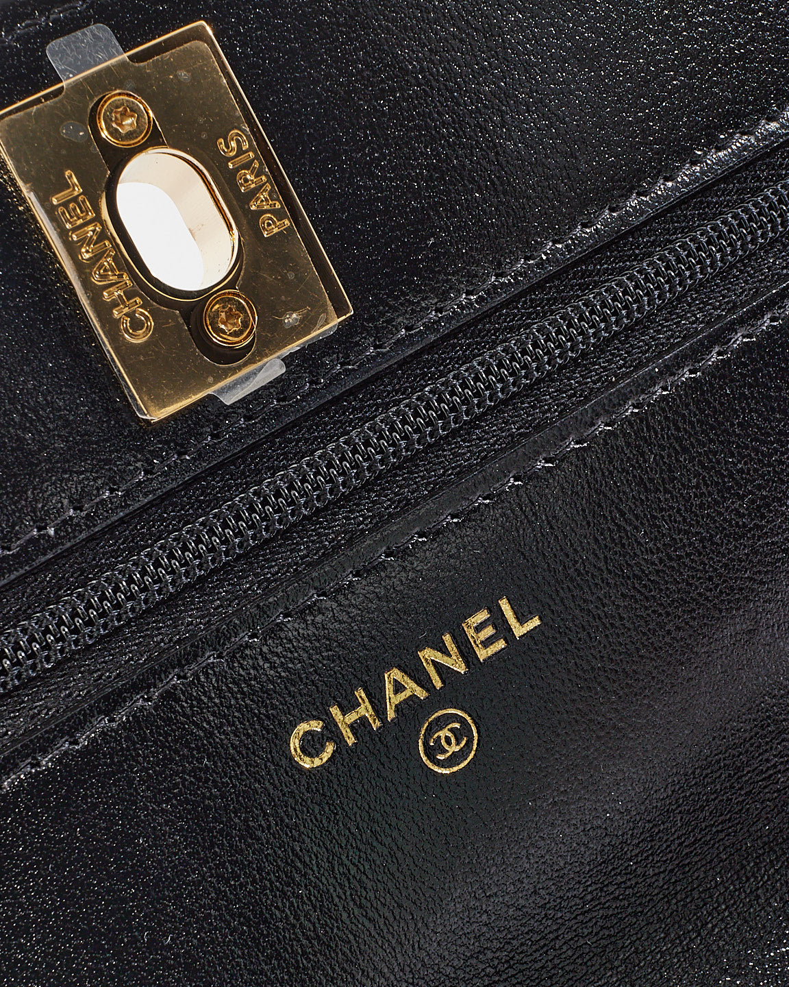 Chanel Black Shiny Lambskin Wallet on Chain Crossbody GHW