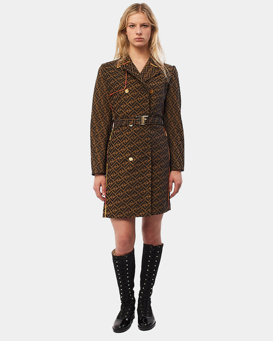 Fendi Trench-coat à bordures colorées Zucca marron - XS/IT40