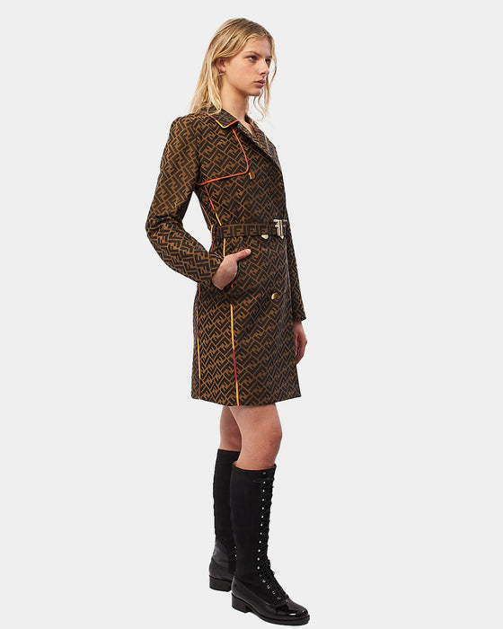 Fendi Brown Zucca Colorful Trimming Trench Coat - XS/IT40