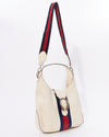 Gucci White Leather Web Dionysus Medium Hobo Bag