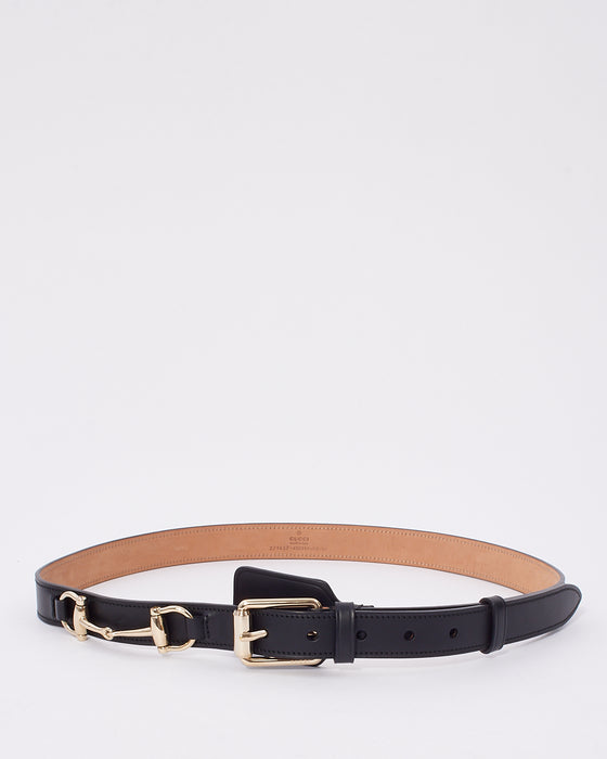 Gucci Black Leather Horsebit Belt - 90/36