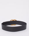 Gucci Black Leather Crystal GG Marmont Wide Belt - 75/30