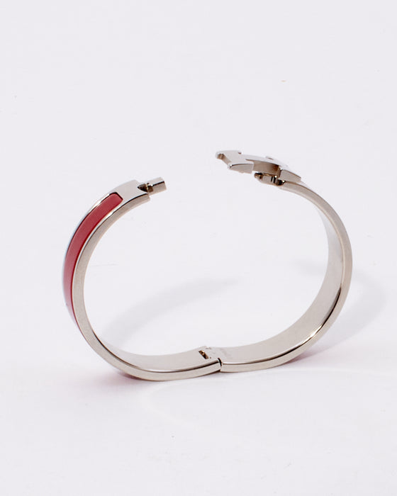 Hermès Clic H Red And Silver Clic H Bracelet- PM