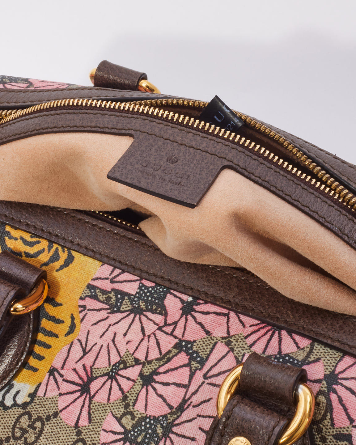 Gucci Brown Canvas GG Supreme Bengal Boston Bag with Strap