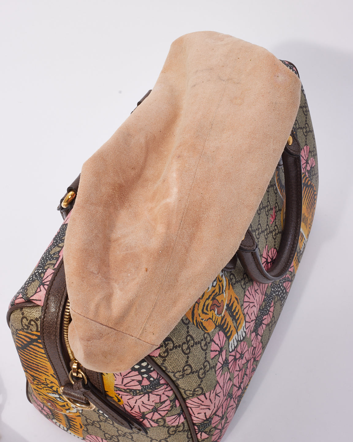 Gucci Brown Canvas GG Supreme Bengal Boston Bag with Strap
