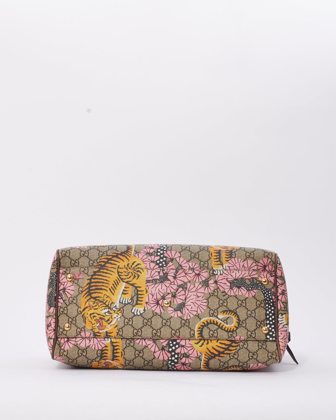 Gucci Brown Canvas GG Supreme Bengal Boston Bag with Strap