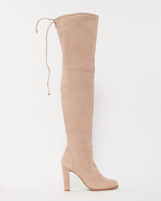 Stuart Weitzman Blush Suede Highland Over The Knee Boots - 37.5