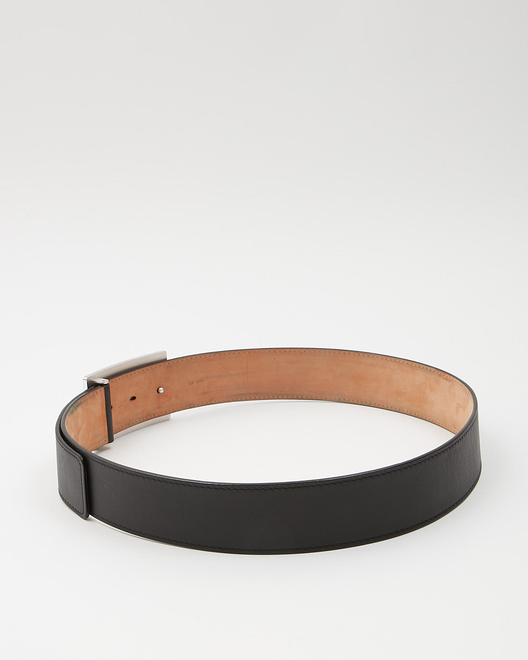 Louis Vuitton Black Leather Oversized Buckle Belt - 90/36