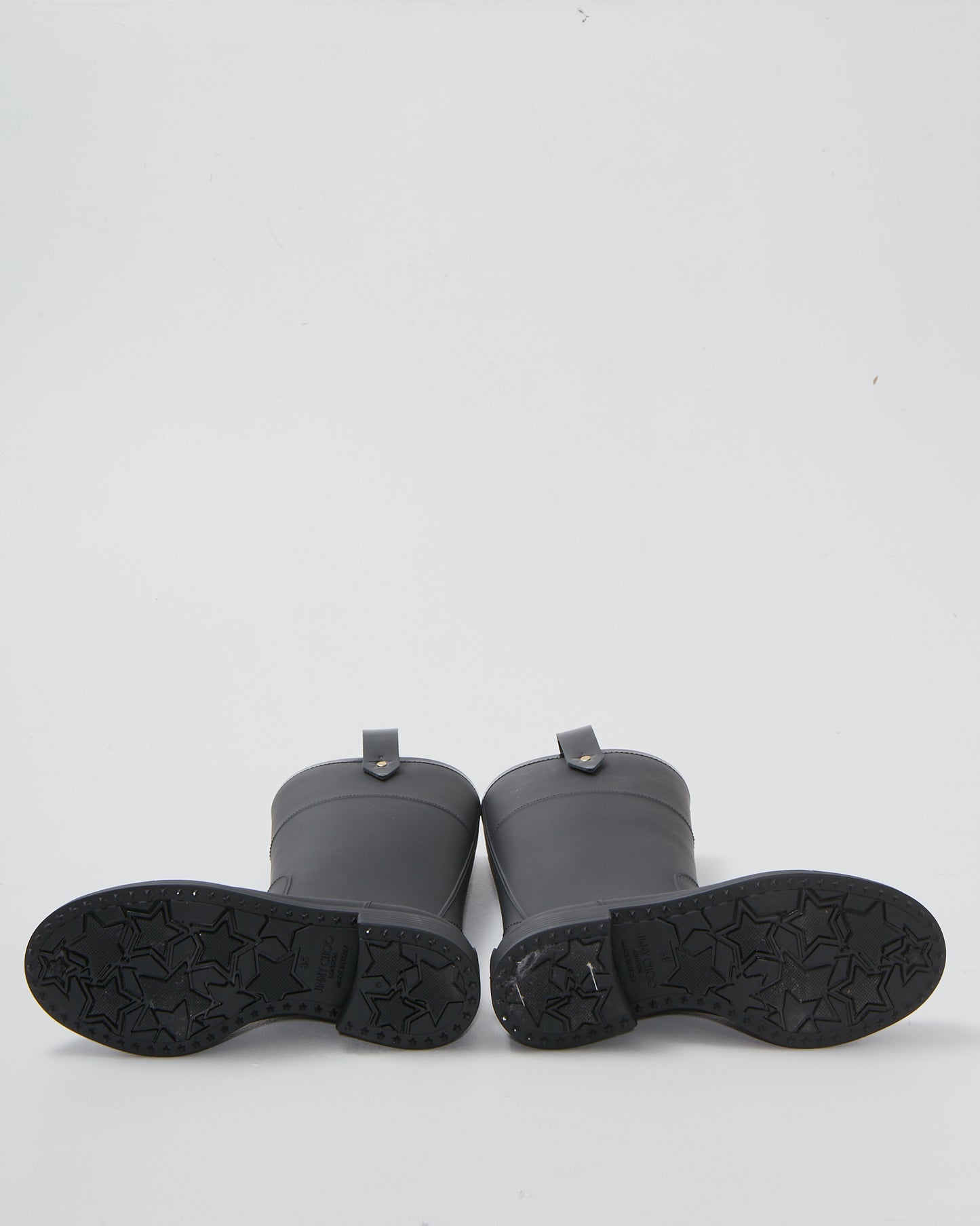 Jimmy Choo Black Rubber Cap Toe Rain Boots - 35